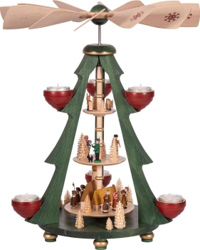Baum Pyramide 3-stöckig- Chrsiti Geburt -  für Teelichter